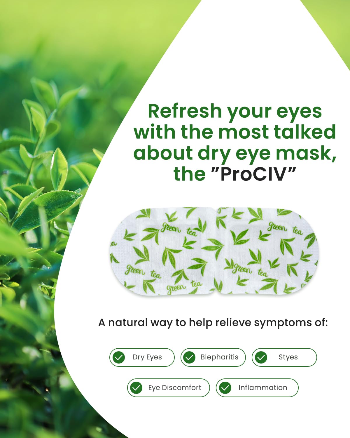 16-Pack Green Tea Steam Eye Masks - Antioxidant Warm Compress for Dry Eyes, Puffy Eyes & Fatigue - Self-Heating Disposable Travel Relaxation Set