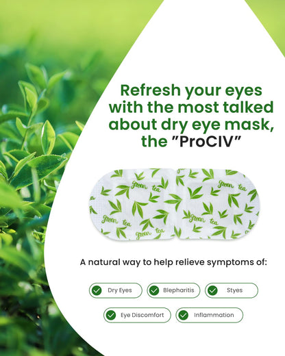 16-Pack Green Tea Steam Eye Masks - Antioxidant Warm Compress for Dry Eyes, Puffy Eyes & Fatigue - Self-Heating Disposable Travel Relaxation Set