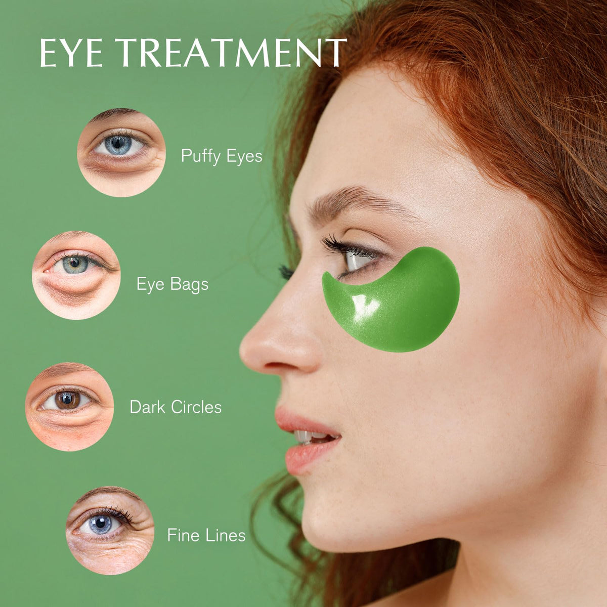 Enaskin Naturals Green Tea Under Eye Patches (30 Pairs) - Antioxidant Eye Gels with Retinol & Collagen for Dark Circles & Puffiness