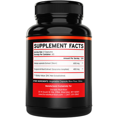 Fadogia Agrestis & Tongkat Ali Performance Blend for Men - Muscle, Strength & Athletic Performance Support - Vegan, Non-GMO (120 Capsules, USA Made)