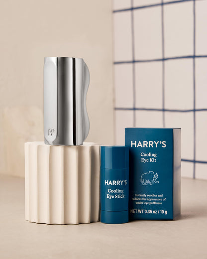 Harry's Cooling Eye Kit for Men - Gua Sha Depuffing Facial Massage Tool & Cooling Eye Stick for Dark Circles and Puffiness