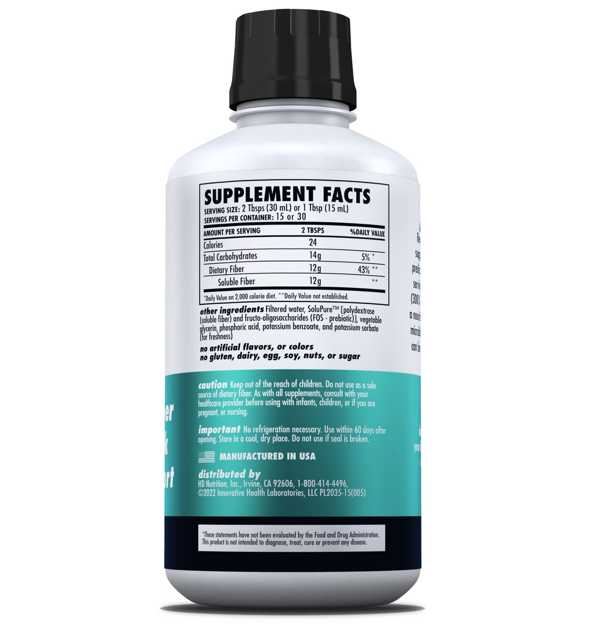 HEALTH DIRECT - Ready Fiber - Prebiotic Liquid Fiber Supplement for Women, Men and Kids - 15 Fl Oz - 15-30 Servings, Unflavored - Easier Than Gummies, Powders and Pills