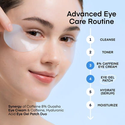 TEREZ & HONOR Eye Care 2-Step Kit - 60 Pcs Under Eye Patches & 20mL 8% Caffeine Eye Cream - Korean Skincare for Dark Circles & Puffiness