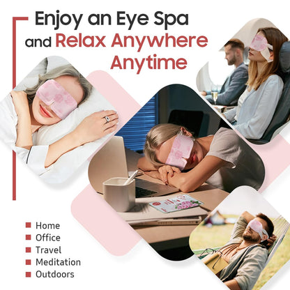 BeHoomi Self Heating Steam Eye Mask - Rose Scented Warm Compress Heated Eye Mask for Sleep, Spa & Relaxation (20 Pack)