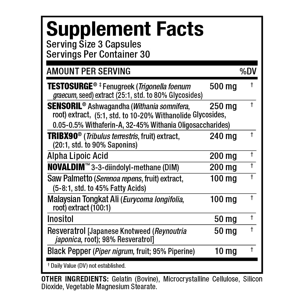 ALLMAX Nutrition TESTOFX Xtreme Testosterone Booster for Men - Tribulus, Ashwagandha & Tongkat Ali - Strength, Energy & Vitality Support (90 Capsules)