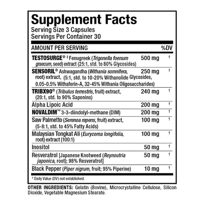 ALLMAX Nutrition TESTOFX Xtreme Testosterone Booster for Men - Tribulus, Ashwagandha & Tongkat Ali - Strength, Energy & Vitality Support (90 Capsules)