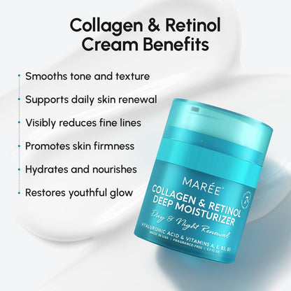 MAREE Face Moisturizer Retinol Cream for Face - Daily Wrinkle Cream for Women - Anti-Aging Face Cream - Facial Moisturizer with Collagen - Crema Hidratante Para la Cara for Skin Tightening