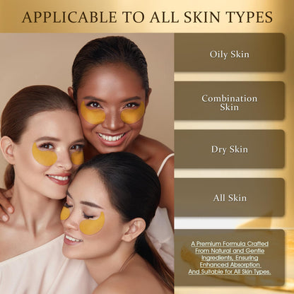 YOYORY 24K Gold Under Eye Patches - Anti-Aging Treatment for Dark Circles, Puffy Eyes & Wrinkles - Collagen & Hyaluronic Acid (60 Pcs)