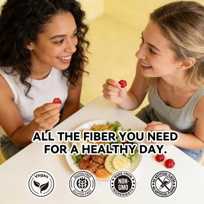 10-in-1 Prebiotic Fiber Gummies for Digestive Health & Regularity - GLP-1 Friendly - No Sugar Added Mixed Berry Flavor with Greens - Daily Supplement for Adults - 60 Count