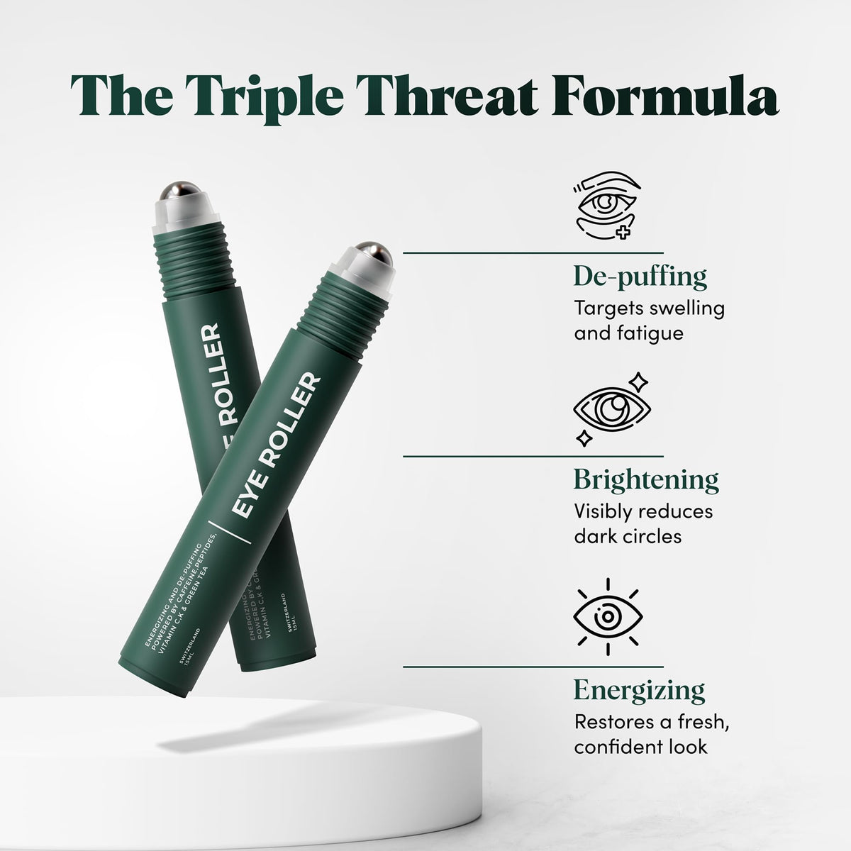 WOLF Project Under Eye Roller - Caffeine, Vitamin C & Peptides Eye Serum for Dark Circles, Puffiness & Fine Lines