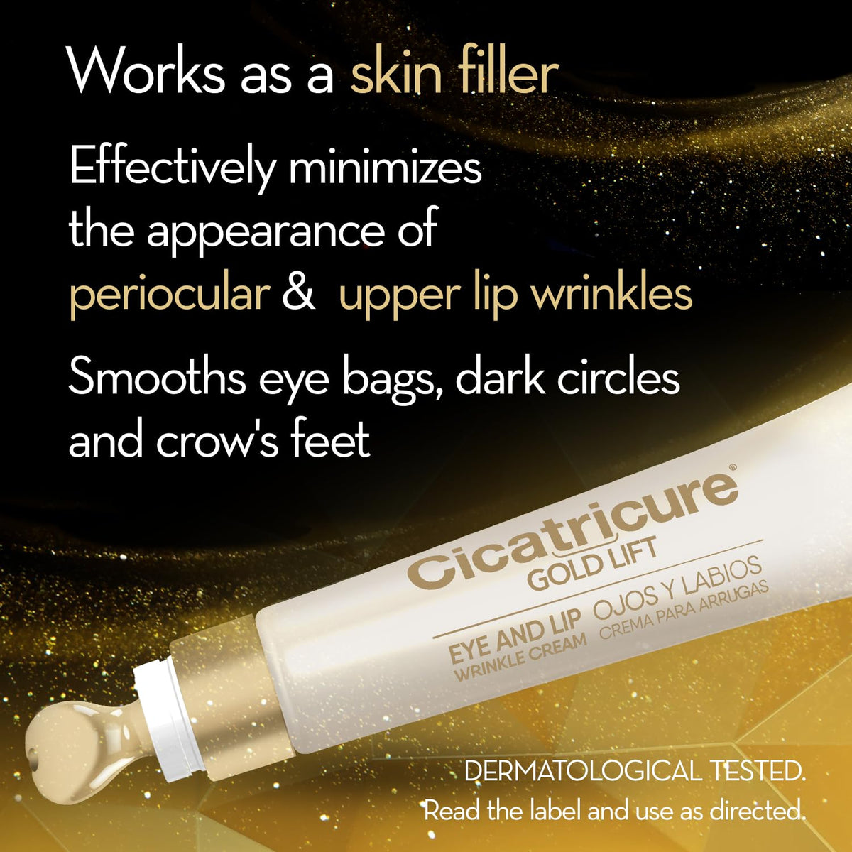 Cicatricure Gold Lift Dual Contour Eye & Lip Cream (Pack of 3) - Anti-Aging Treatment with Gold Peptides & Calcium