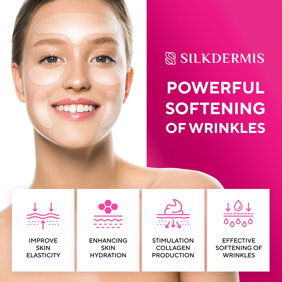 Reusable Silicone Face & Forehead Wrinkle Patches - 5 Pieces (1 Pack)