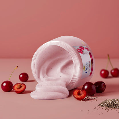 Dove Cherry & Chia Milk Body Scrub, Exfoliating & Nourishing Scrub 15 oz