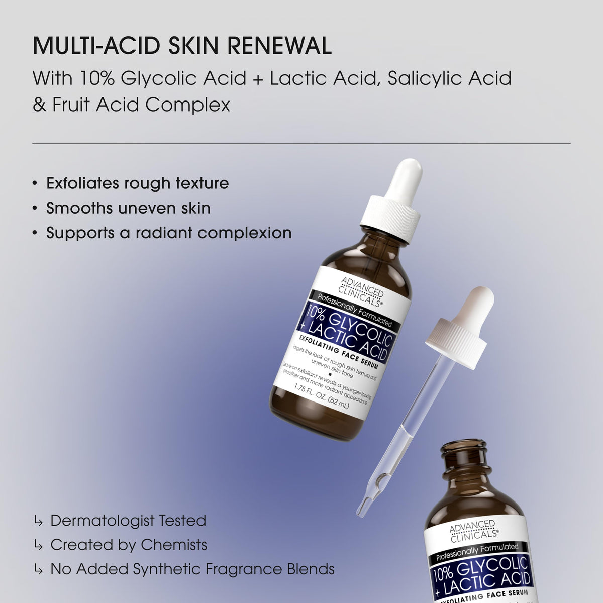 Advanced Clinicals 10% Glycolic Acid Serum - Triple Acid Exfoliant (52ml)
