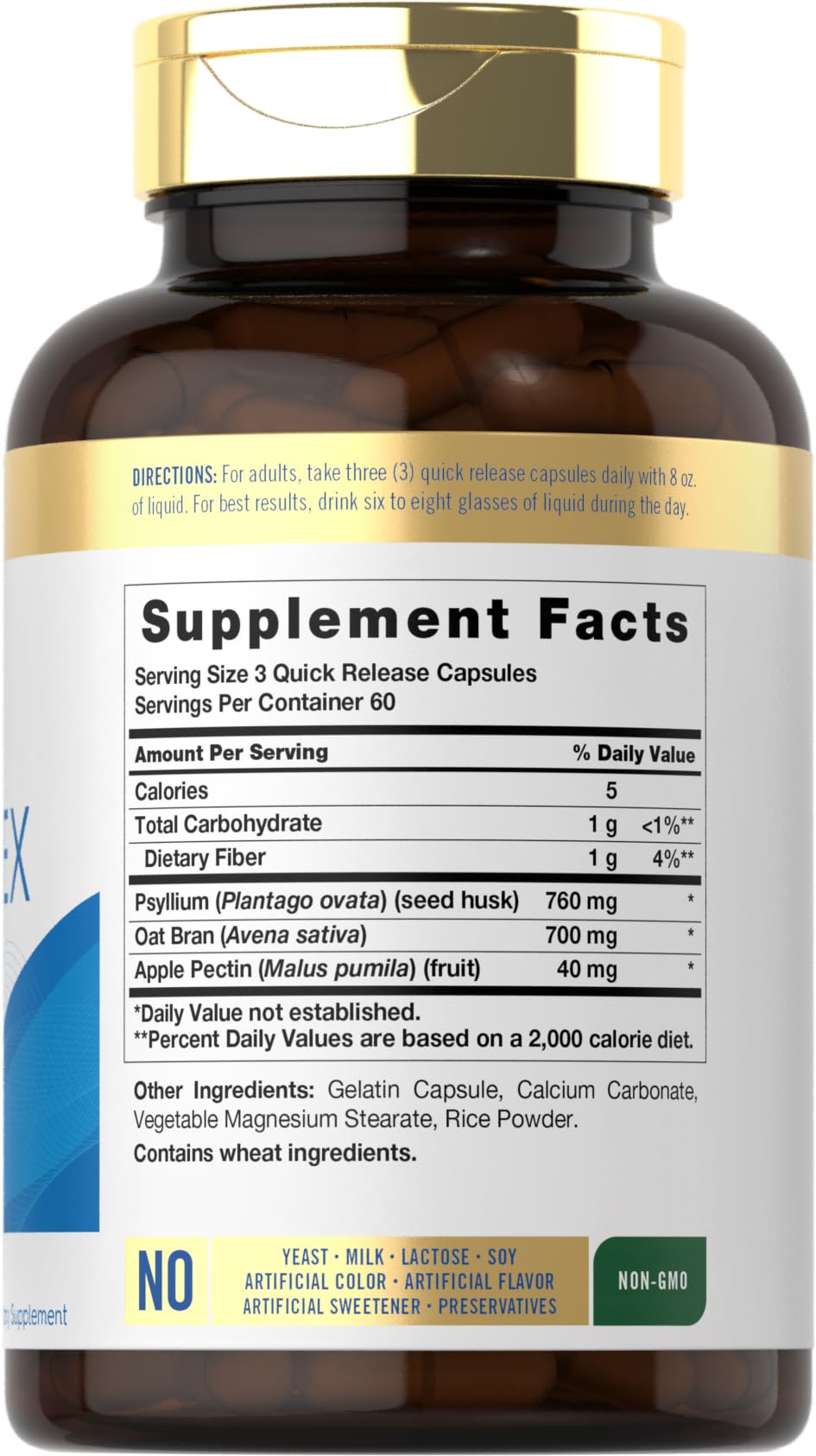 Carlyle Triple Action Fiber Complex - 180 Capsules - Vegetarian, Non-GMO and Gluten Free Supplement