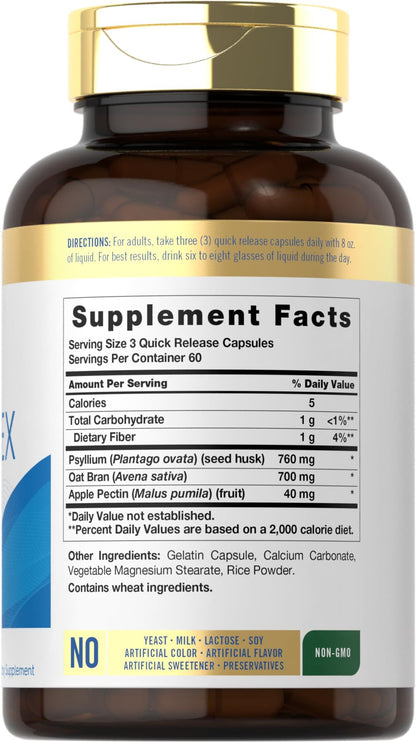 Carlyle Triple Action Fiber Complex - 180 Capsules - Vegetarian, Non-GMO and Gluten Free Supplement