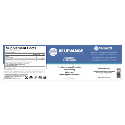 Relievance Fiber Supplement - Clean Formula - Bloating & Gas Relief Fiber Supplement - 8-Fiber Blend for Digestive Health, Doctor Developed, Supports Regularity & Gut Comfort