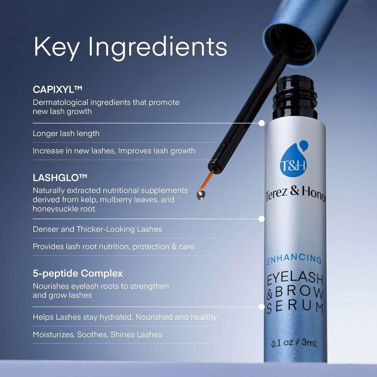 Advanced Eyelash & Eyebrow Enhancing Serum (3mL) - Professional Formula for Longer, Thicker Lashes & Luscious Brows