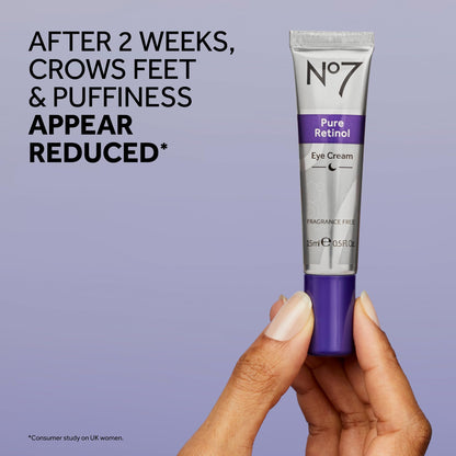 No7 Pure Retinol Eye Cream (15ml / 0.5 oz) - Targeted Anti-Wrinkle Treatment with 0.15% Pure Retinol, Collagen & Shea Butter