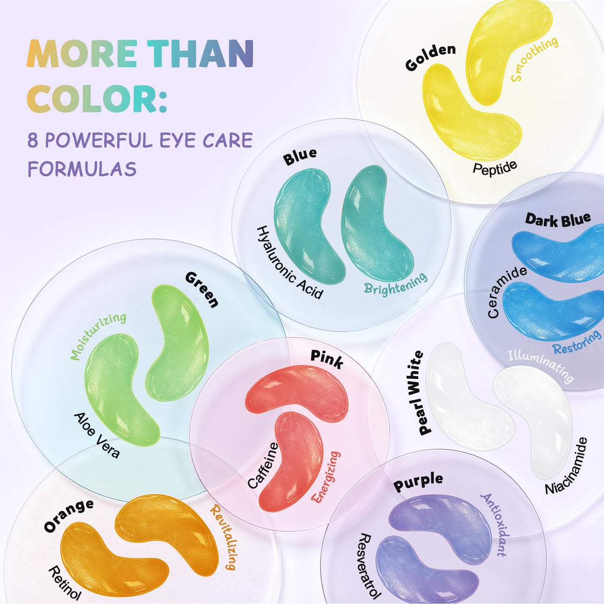 Maskiss Under Eye Patches Sampler Pack (8 Pairs) - 8 Colors Variety Eye Masks for Dark Circles & Puffiness