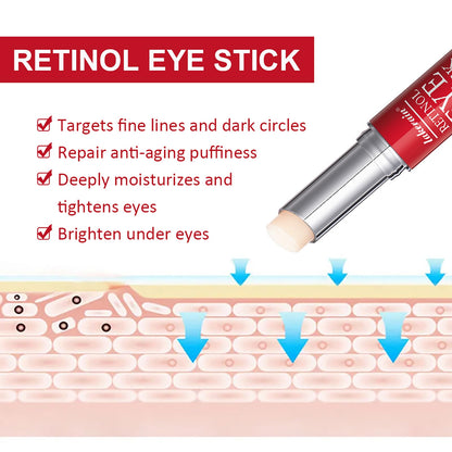 Retinol Eye Stick with Collagen & Hyaluronic Acid - Anti-Aging Eye Balm for Dark Circles, Puffiness & Wrinkles (Visible Results in 3-4 Weeks)