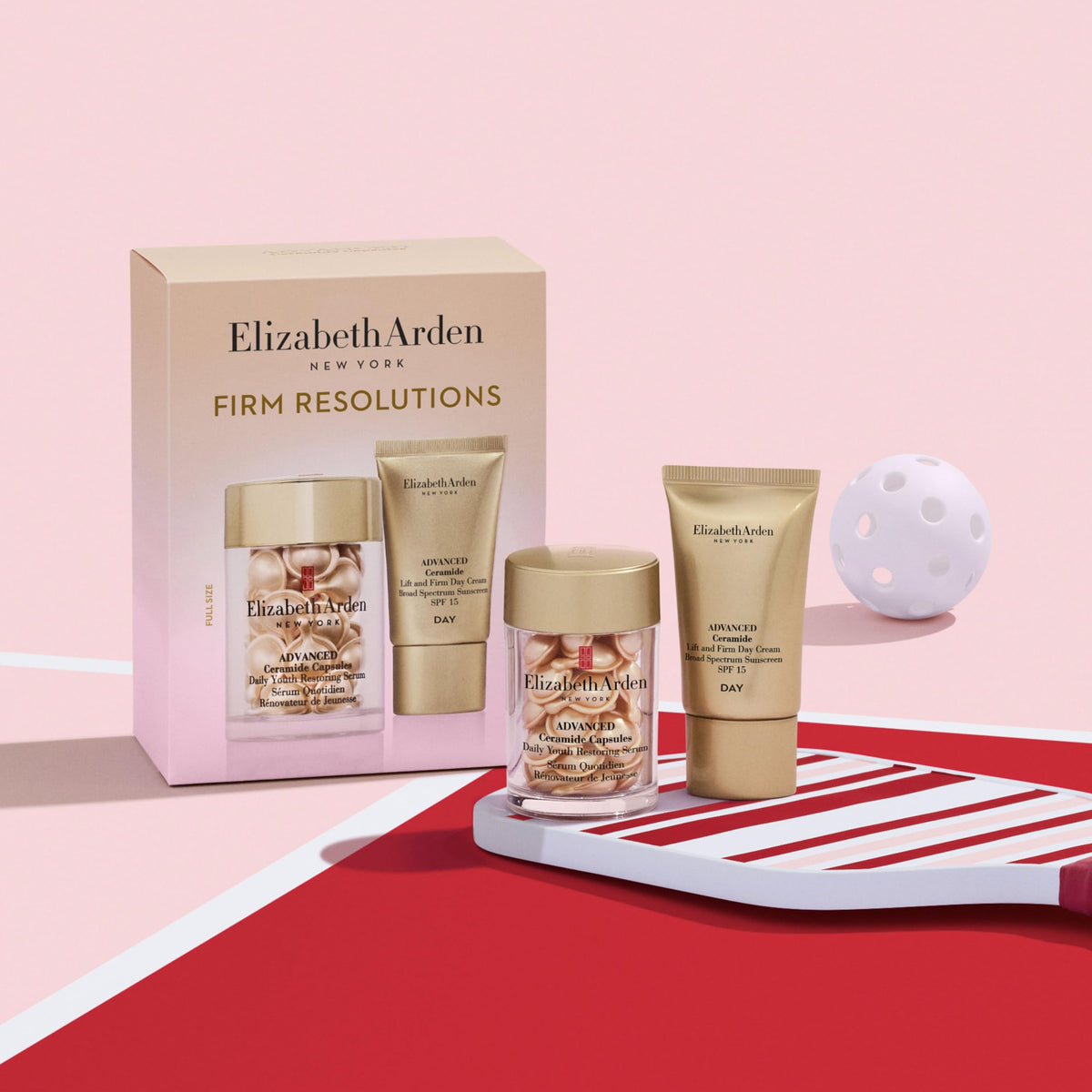 Elizabeth Arden Firm Resolutions Advanced Ceramide 2-Piece Skincare Gift Set for Women, Includes Full-Size Serum Capsules and 0.5oz Day Cream with Sunscreen, 2 count