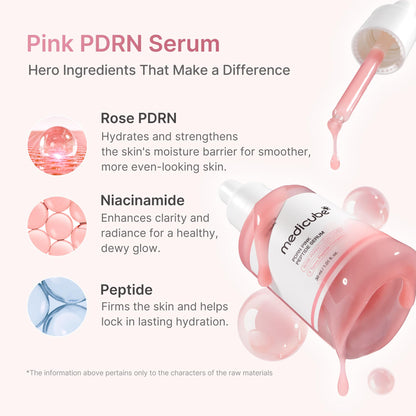medicube PDRN Pink Peptide Serum with Rose PDRN - Vegan Pink Glow Serum with Peptides & Niacinamide for Hydration & Firm-Looking Skin - Uneven Tone Care - Korean Skincare, 1.01 fl. Oz