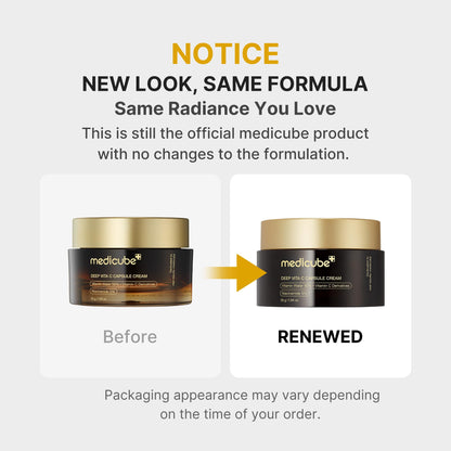 medicube Capsule Cream with Deep Vitamin C - Liposome Vitamin C Golden Capsule for Radiance & Firm-Looking Skin - Hydrating Glow Gel Texture - Korean Skincare, 1.94 oz