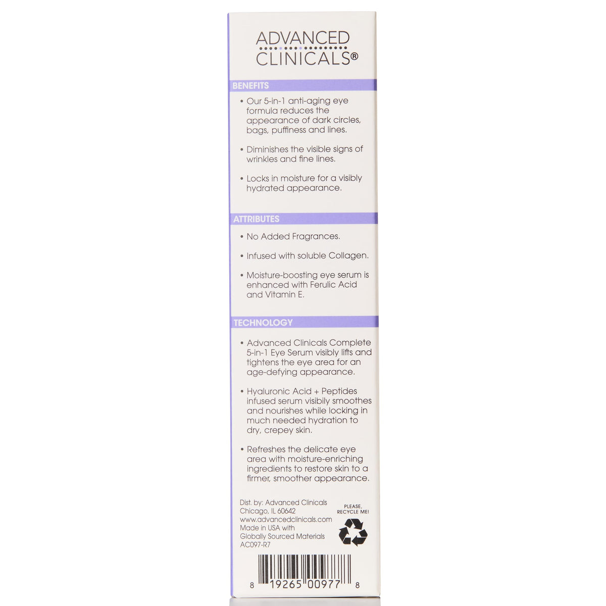 Advanced Clinicals 5-in-1 Multi-Benefit Eye Serum (60ml)