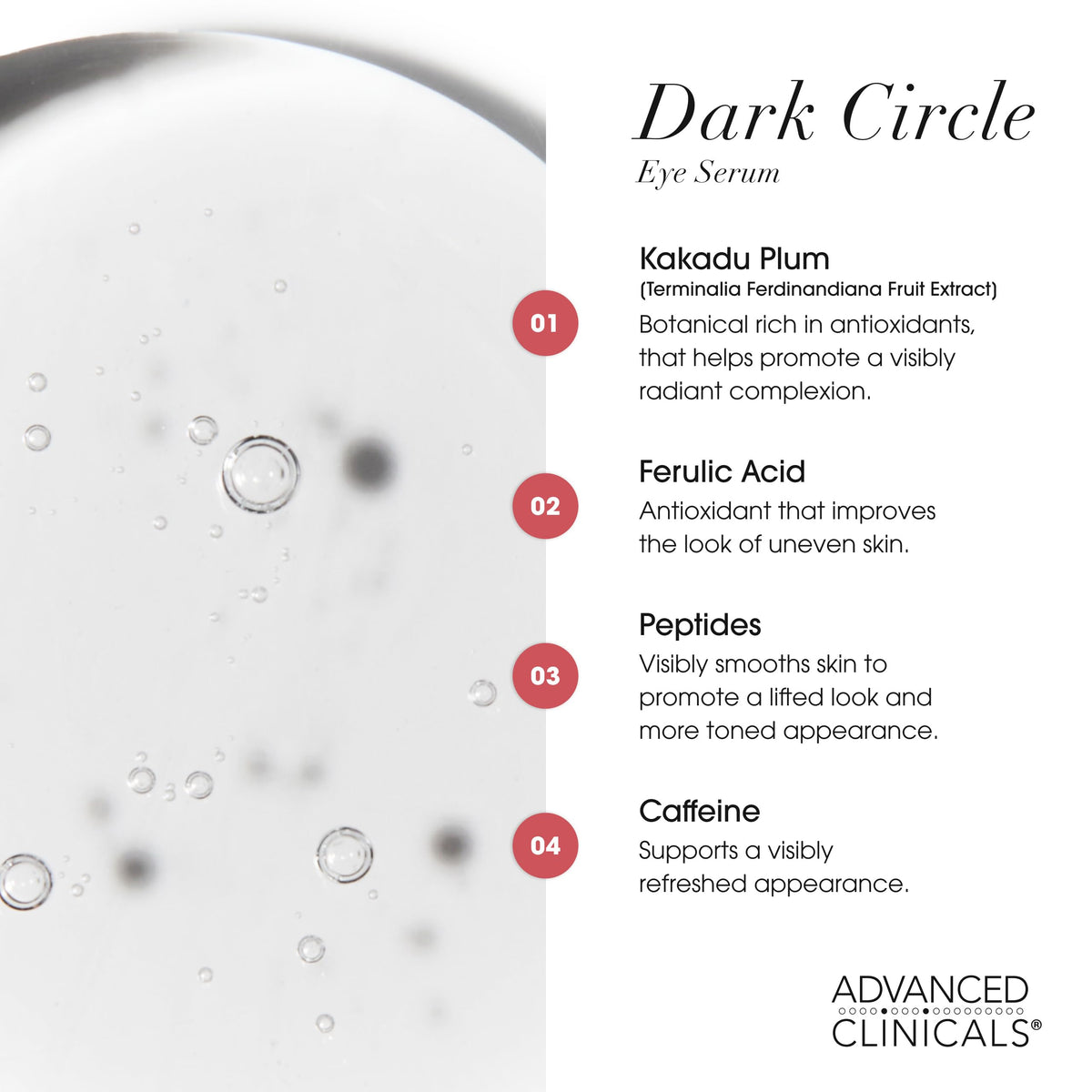 Advanced Clinicals Dark Circle Caffeine Serum - 3-in-1 Brightening & Depuffing (52ml)