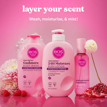 eos Cashmere Body Wash Pomegranate Raspberry 16 fl oz - Moisturizing Creamy Gel with Shea Butter