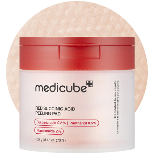 medicube Toner Pads Red Succinic Acid Panthenol Facial Peeling Pad - Exfoliating Toner Pad for Breakout-Prone Skin - Niacinamide, AHA, BHA, and Soothing Panthenol - Non-Comedogenic, 70 Pads (1 Pack)