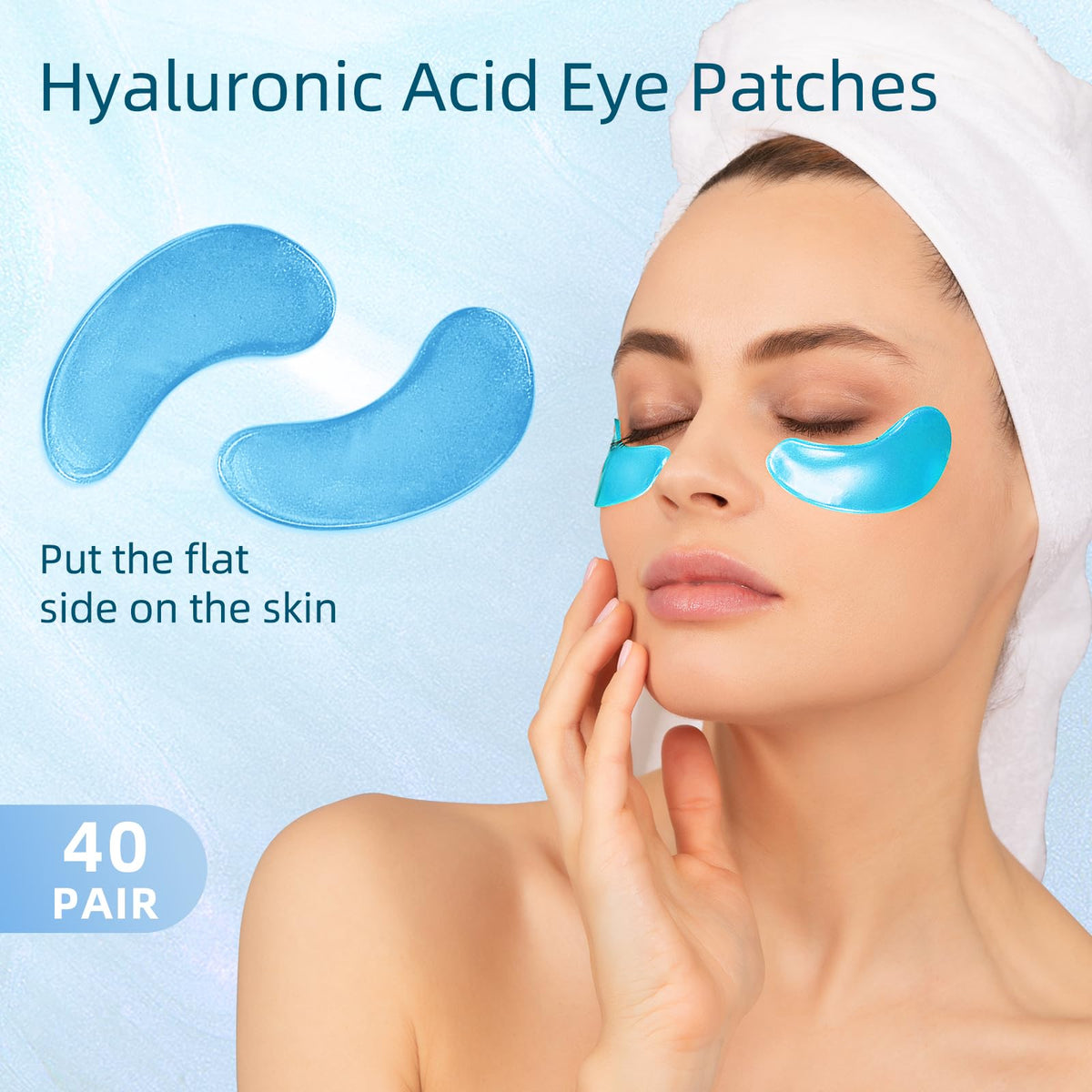 USTELIR Under Eye Patches - 40 Pairs - Hyaluronic Acid Eye Masks for Dark Circles, Puffy Eyes & Wrinkles