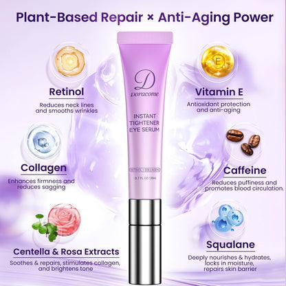 Doracome Caffeine & Retinol Under Eye Serum - Fast-Absorbing Correction for Puffy Bags, Dark Circles & Wrinkles
