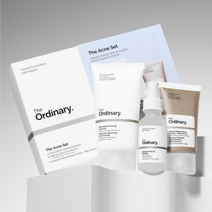 The Ordinary The Acne Set, 3-Step Skin Regimen with Glucoside Foaming Cleanser, Salicylic Acid 2% Solution, and Natural Moisturizing Factors + Beta Glucan - Skin Care Set
