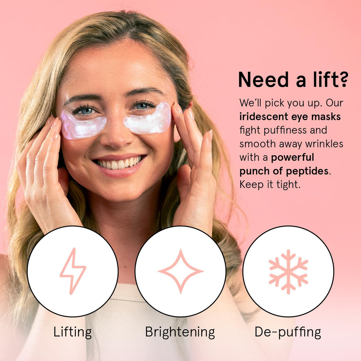 grace & stella Peptide & White Under Eye Patches - 6 Pairs - Firming Gel Masks with Niacinamide & Rice Extract