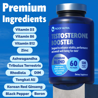 Testosterone Booster for Men - Natural Test Support for Energy, Strength & Muscle Performance - Ashwagandha, Tongkat Ali, Tribulus