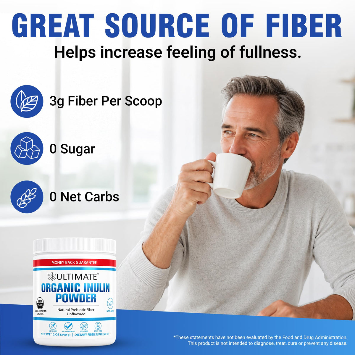 Ultimate Organic Inulin Powder. Make Delicious Probiotic Yogurt with Chicory Root Soluble Prebiotic Fiber. Dietary Supplement for Gut Health. Mix in Coffee, Tea & Smoothies. Low Carb & Keto (12oz)