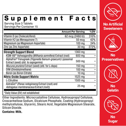 Force Factor Test X180 Supreme - Testosterone Support for Men Strength, Performance & Vitality 45 Tablets