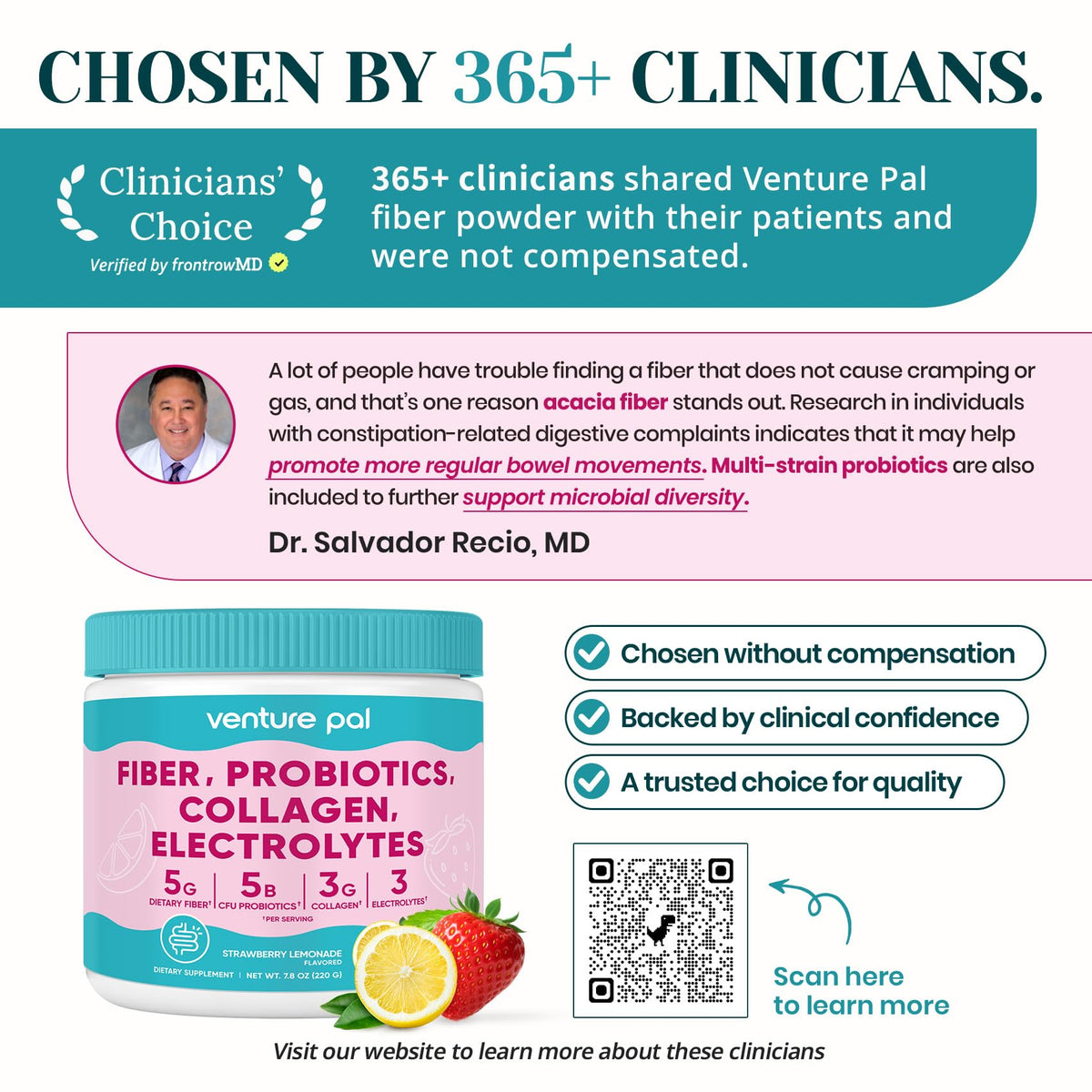 6-in-1 Daily Prebiotic Fiber Powder for Gut & Digestive Health, GLP-1 Friendly, Sugar Free Fiber Supplement Powder with Probiotics, Collagen Peptides & Electrolytes - For Women & Men - 7.8 OZ