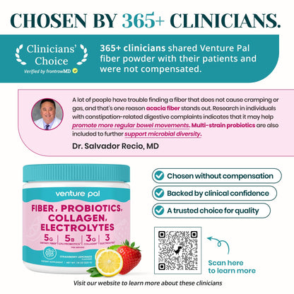 6-in-1 Daily Prebiotic Fiber Powder for Gut & Digestive Health, GLP-1 Friendly, Sugar Free Fiber Supplement Powder with Probiotics, Collagen Peptides & Electrolytes - For Women & Men - 7.8 OZ
