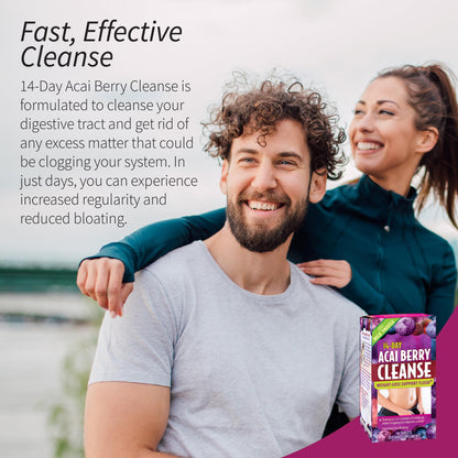 Applied Nutrition 14-Day Acai Berry Cleanse - 56 Tablets, Pack of 4 - Weight-Loss Support Flush + Milk Thistle - 112 Total Servings