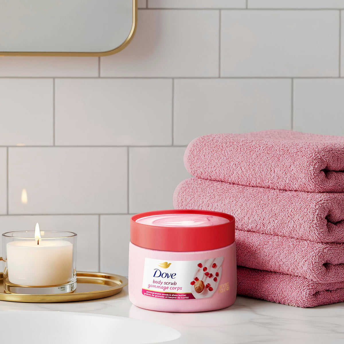 Dove Himalayan Salt & Rose Oil Body Scrub 15 oz, Exfoliating & Nourishing