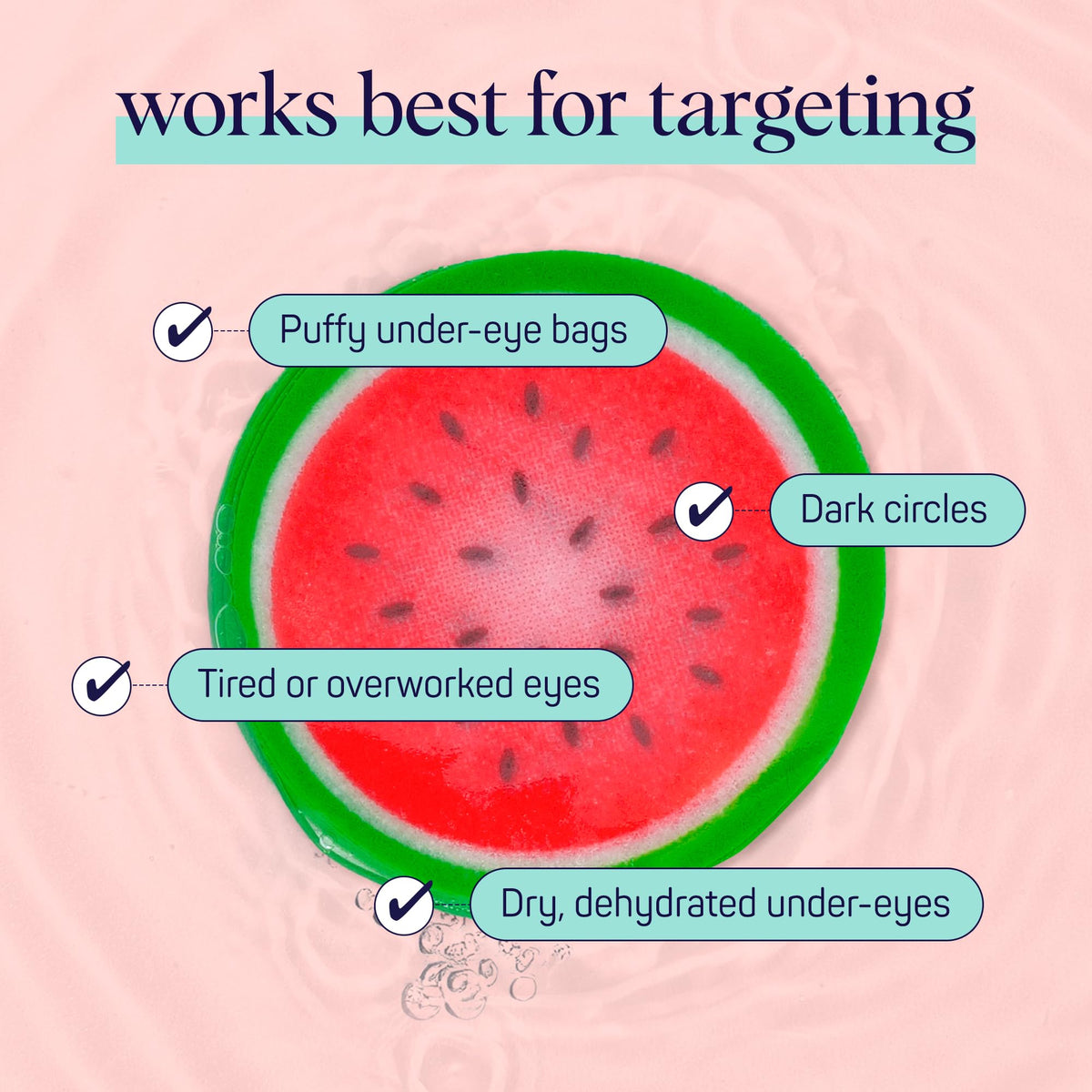 SpaLife Watermelon Cooling Eye Pads - 48 Hydrating Under Eye Patches for Puffiness, Dark Circles & Tired Eyes
