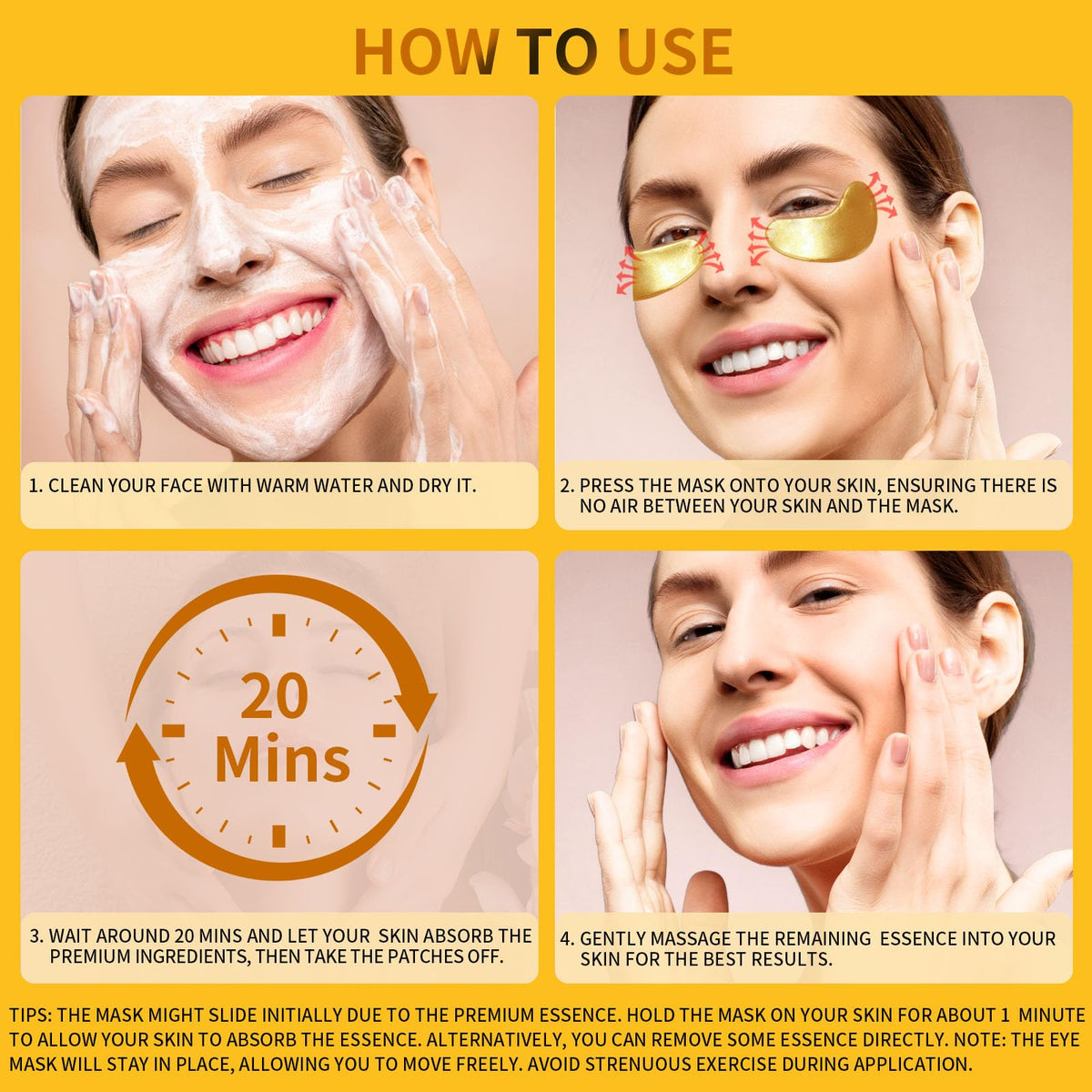 24K Gold Under Eye Patches (30 Pairs) - Luxury Collagen Eye Masks for Puffy Eyes, Dark Circles & Eye Bags Treatment