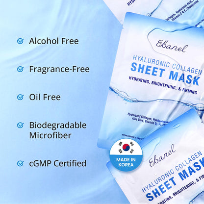 Ebanel 40 Pack Collagen Face Mask with Hyaluronic Acid, Vitamin C, Peptide, Aloe, Instant Brightening Hydrating Face Masks Skincare Korean Sheet Mask, Skin Firming, Lifting Anti Aging Facial Masks