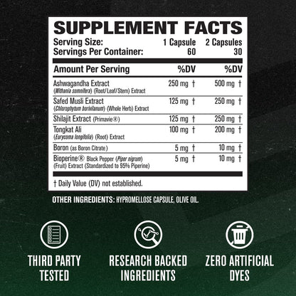 Testosterone Booster for Men - Tongkat Ali, Shilajit & Ashwagandha - Energy, Vitality & Muscle Growth Support Supplement - Jacked Factory PRIMASURGE (60 Veg Capsules)