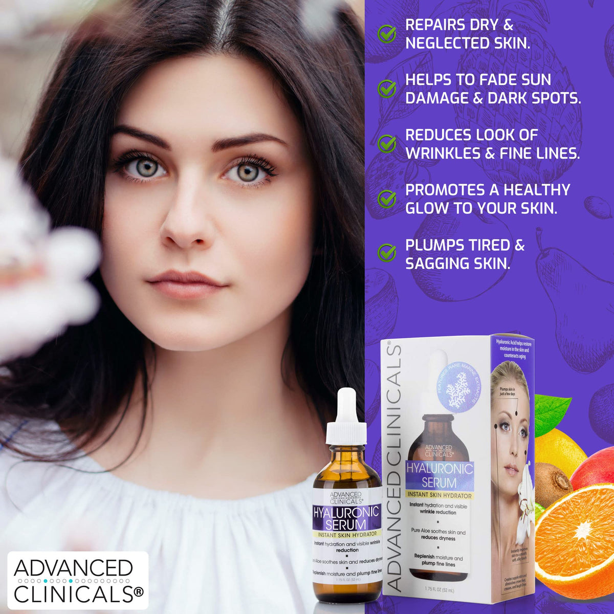 Advanced Clinicals Age-Defying Duo - Hyaluronic Acid + Collagen Peptide (52ml x 2)
