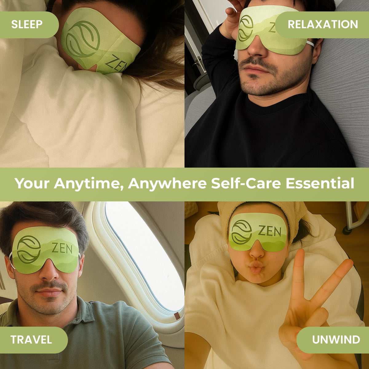 Body Restore Green Tea Self-Heating Warm Compress for Dry Eyes & Puffiness - Relaxing Heated Eye Mask (5 Pack)