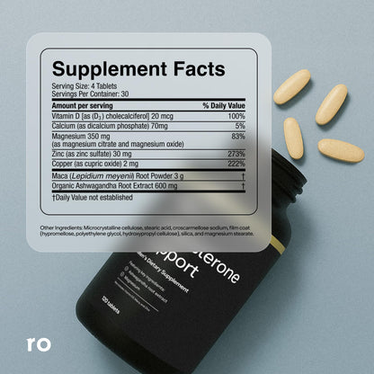 Ro Testosterone Support for Men - Ashwagandha & Magnesium Supplement for Healthy Testosterone & Muscle Support - 240 Tablets (2-Pack)